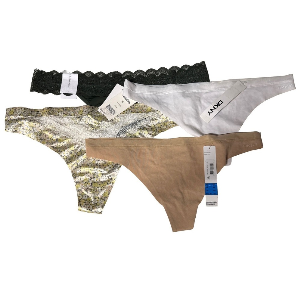 Women Thong Bundle Calvin Klein DKNY Jason Wu Underwear Lot Soft Stretch Size XL